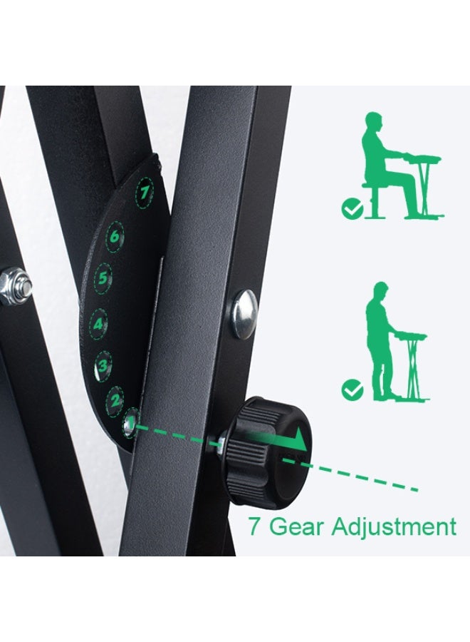 والالا حامل لوحة مفاتيح البيانو مزدوج X حامل لوحة مفاتيح شديد التحمل مع أحزمة قفل، يوفر أساسًا قويًا للغاية للوحات المفاتيح من 49 إلى 88 مفتاحًا، 7 ارتفاعات قابلة للتعديل - Image 2