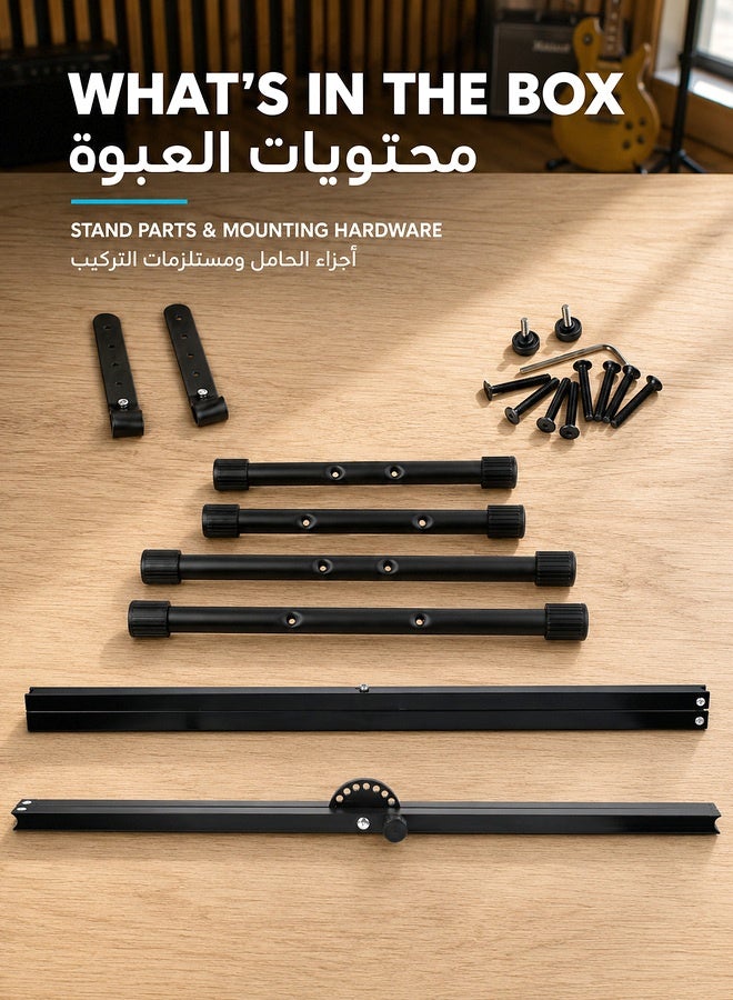 والالا حامل لوحة مفاتيح البيانو مزدوج X حامل لوحة مفاتيح شديد التحمل مع أحزمة قفل، يوفر أساسًا قويًا للغاية للوحات المفاتيح من 49 إلى 88 مفتاحًا، 7 ارتفاعات قابلة للتعديل - Image 5