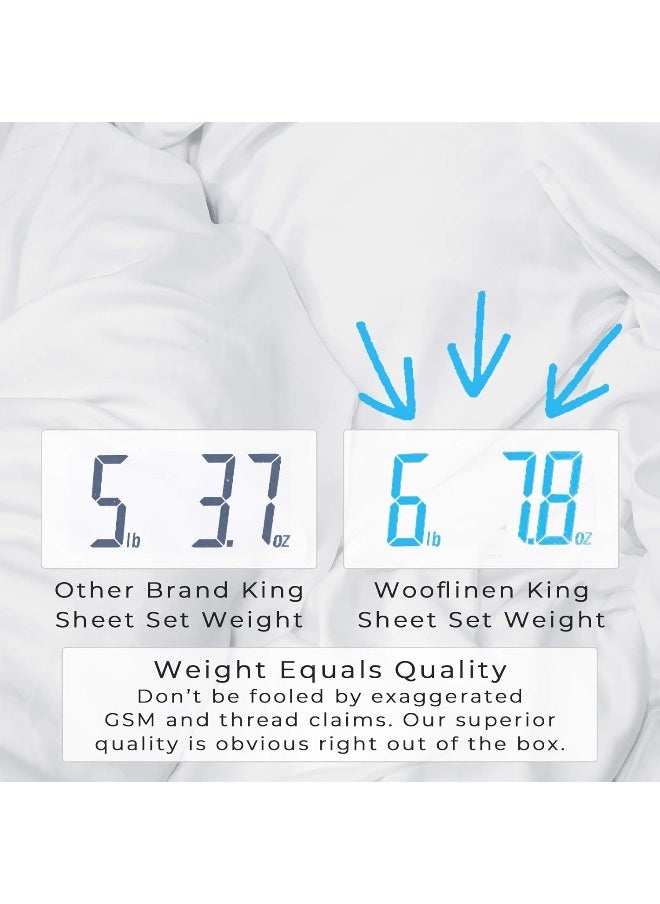 Wooflinen Wooflinen 100% Bamboo 4pc Sheet Set Matte White Modern Look Breathtakingly Soft Sheets (California King)  - Image 5