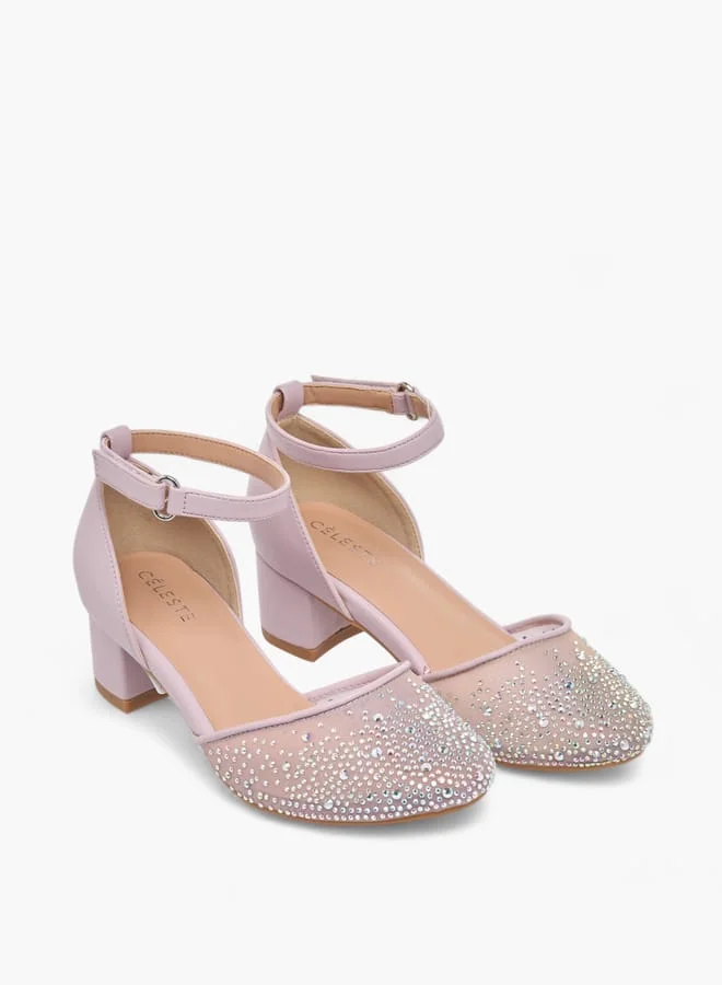 Celeste Girl's Embellished Shoes with Hook and Loop Closure