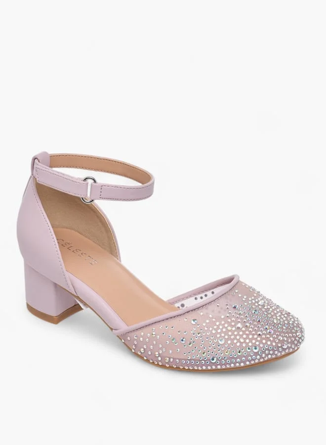 Celeste Girl's Embellished Shoes with Hook and Loop Closure