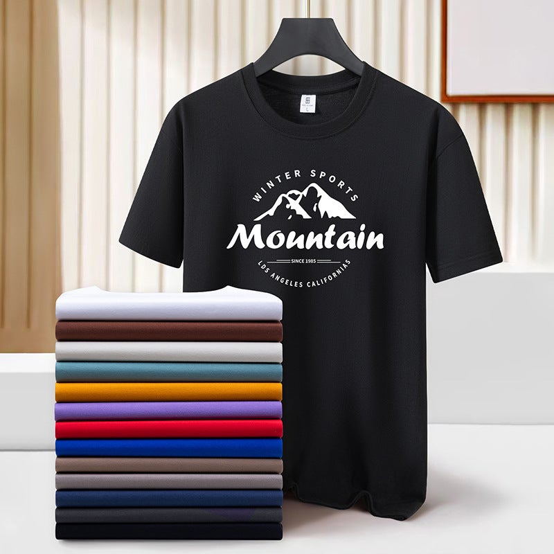 New Heavy Cotton Short-Sleeved T-Shirt Boys And Girls Casual T-Shirt Bottoming Shirt Top Versatile Loose T-Shirt Trendy Mou - Image 2