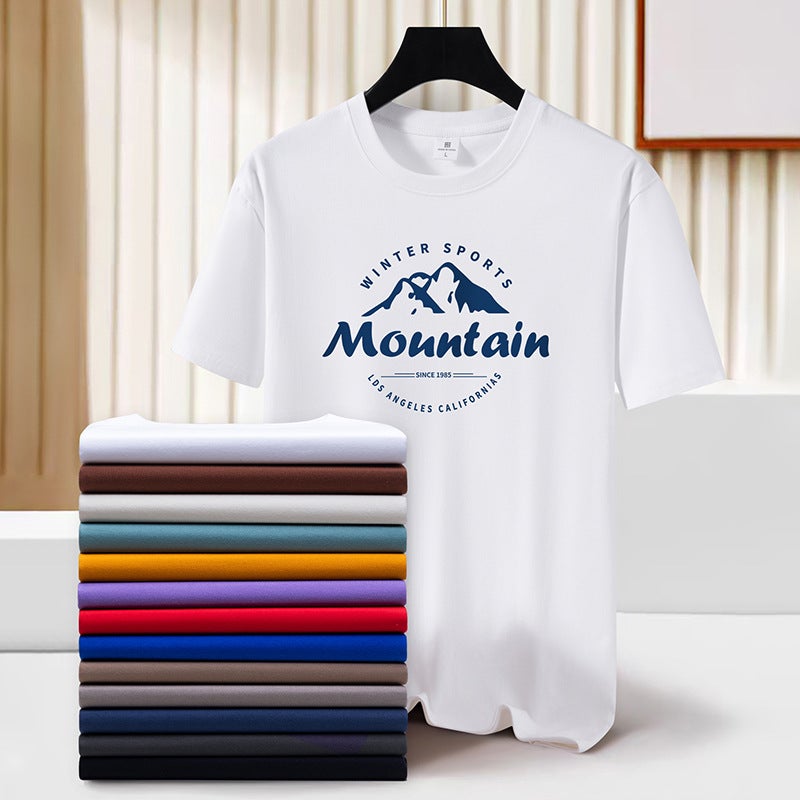 New Heavy Cotton Short-Sleeved T-Shirt Boys And Girls Casual T-Shirt Bottoming Shirt Top Versatile Loose T-Shirt Trendy Mou - Image 1