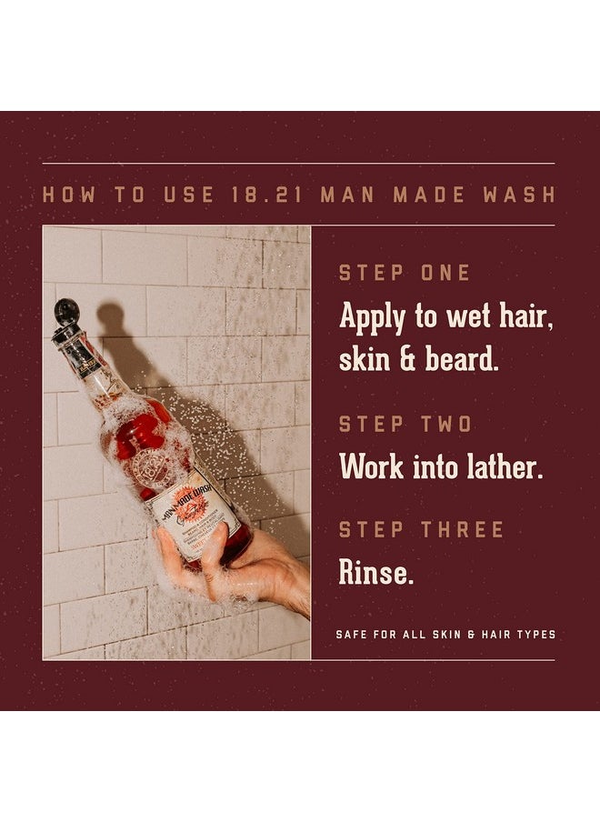 18.21 Man Made 18.21 Man Made Original Sweet Tobacco 3-in-1 Body Wash, Shampoo, & Conditioner for Men, All Hair & Skin Types, Strengthens and Moisturizes in a Manly Aroma, 3.4 oz  - Image 4