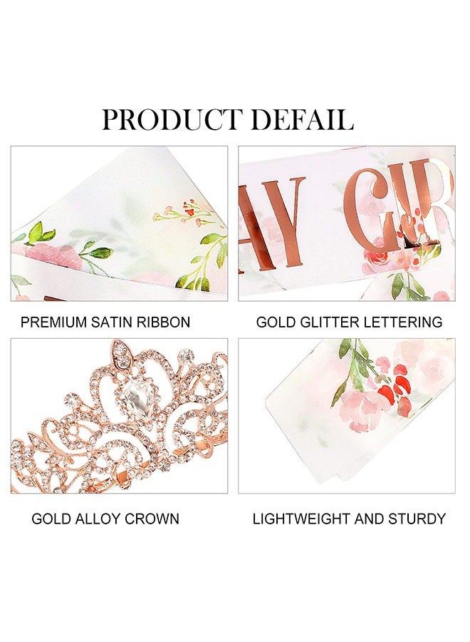 Birthday Girl Sash & Rhinestone Tiara Set, Gold Birthday Sash and Tiara for Women Birthday Decoration Kit, Rhinestone Headband for Girl, Glitter Crystal Hair Accessories for Birth Party - Image 3