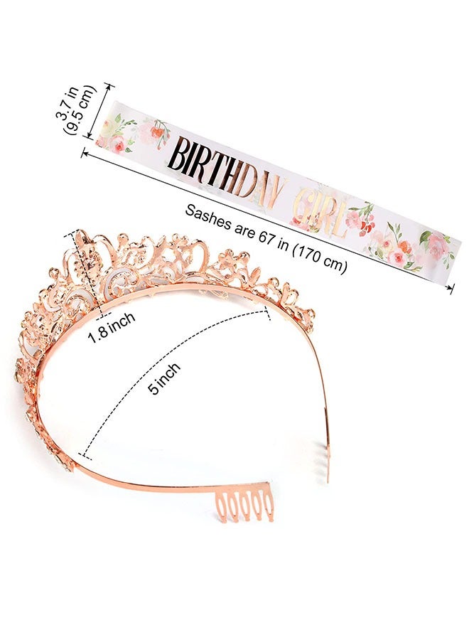 Birthday Girl Sash & Rhinestone Tiara Set, Gold Birthday Sash and Tiara for Women Birthday Decoration Kit, Rhinestone Headband for Girl, Glitter Crystal Hair Accessories for Birth Party - Image 2