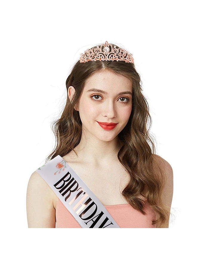 Birthday Girl Sash & Rhinestone Tiara Set, Gold Birthday Sash and Tiara for Women Birthday Decoration Kit, Rhinestone Headband for Girl, Glitter Crystal Hair Accessories for Birth Party - Image 5