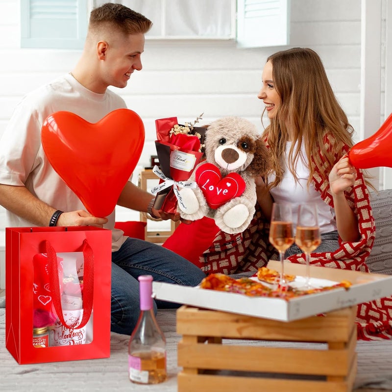 Syhood Syhood 8 Pcs Valentine Bear Dog Plush Stuffed Animals Gift Set Love Dog Stuffed Animal Roses Bouquet Coffee Mug Heart Crew Socks Candles Card Gift Bag for Wife  - Image 5