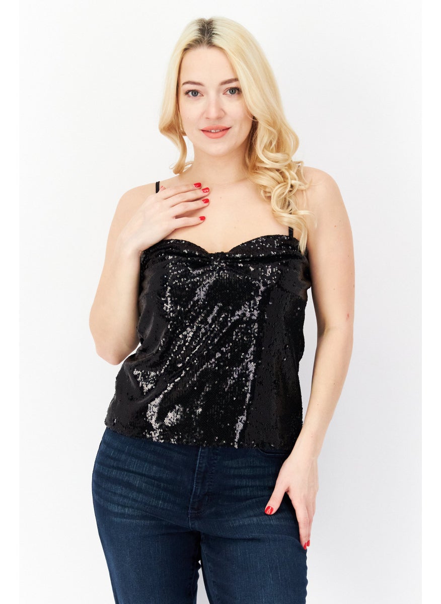 Women V Neck Sleeveless Embellished Top, Black - pzsku/Z9DFEB85B74E03529D156Z/45/_/1738678297/e35cf563-4d52-4c3f-96a6-669bb4508958