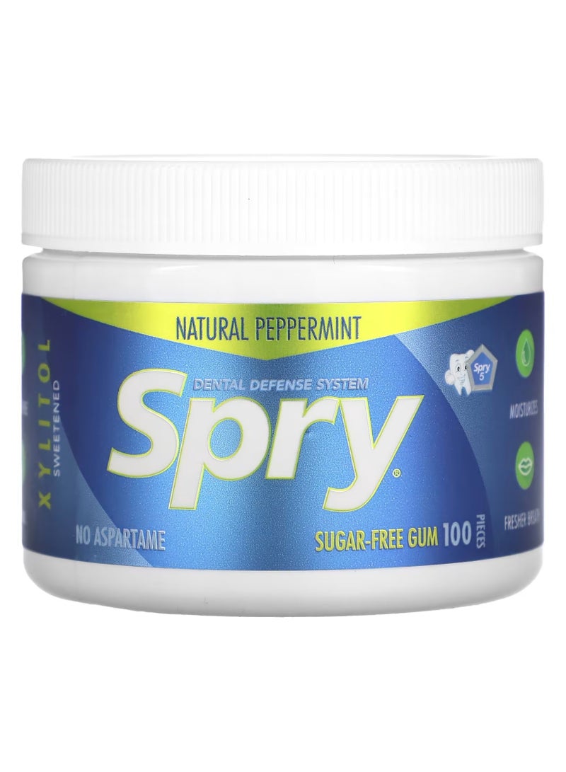 Xlear Spry Dental Defense System Sugar Free Gum Natural Peppermint 100 Pieces
