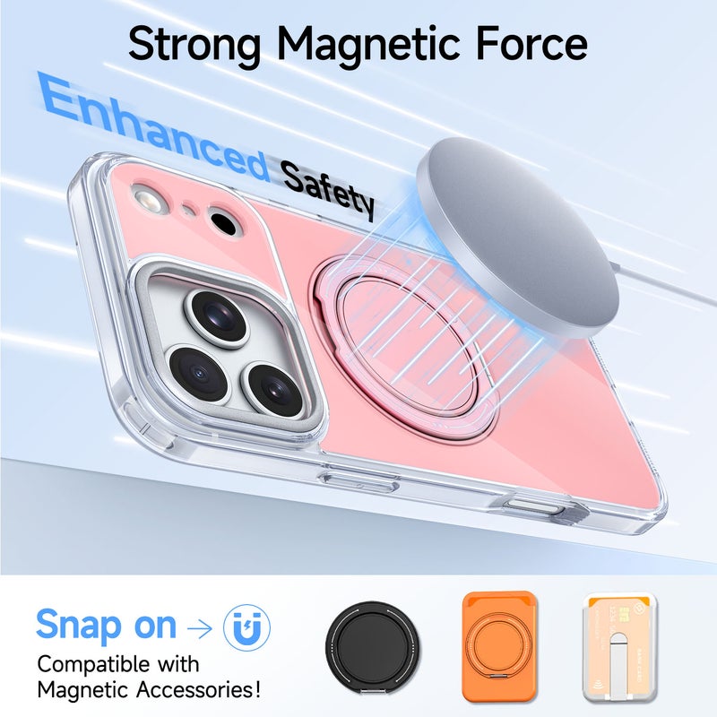 Multi-Functional Protective for iPhone Case  TPU + Acrylic Integrated Overmolding | Aluminum Alloy Kickstand | 360° Rotatable Stand Magnetic & Wireless Charging Compatible - Image 2