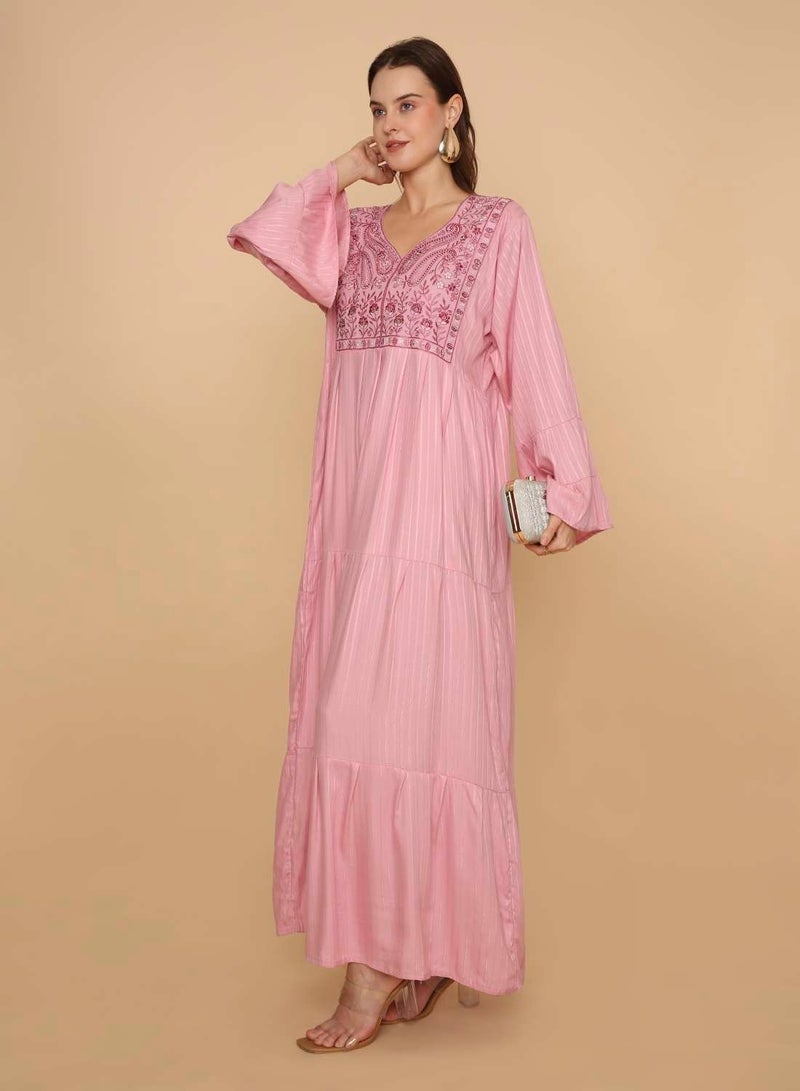 HANA & SARA Womens trendy long arabic kaftan jalabiya  dress - Image 4