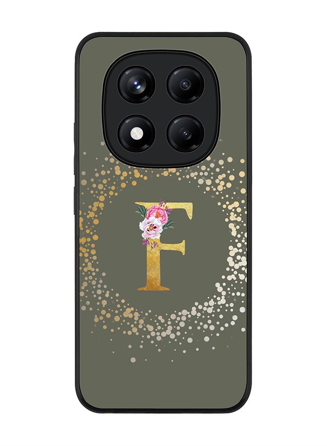 Stylizedd For Xiaomi Redmi Note 14 Pro+ 5G 5G Case,Slim fit Camera Protection, Shockproof Thin Phone cover  - Custom Monogram Floral - F  (Olive Green ) - Image 1