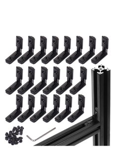 Excefore 2020 Series L-Shape Interior Inside Corner Connector, 20Pcs Black T Slot L-Shape Interior Joint, for Aluminum Extrusion Profile Slot Connector Set 6mm with 40 Screws&Wrench  - Image 1
