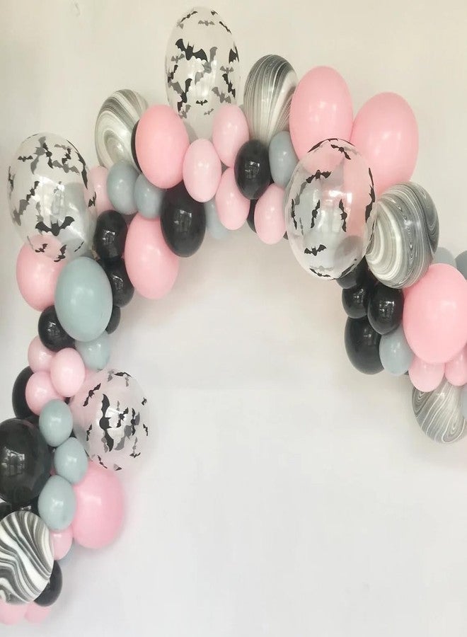 Froova Halloween Balloons Arch Dusty Pink Blue Balloon Garland Kit Boo Foil Balloons with 3D Bat Stickers for Boy or Girl Gender Reveal Night Pink Ghost Spooky One Baby Shower Birthday Party Decor - Image 3