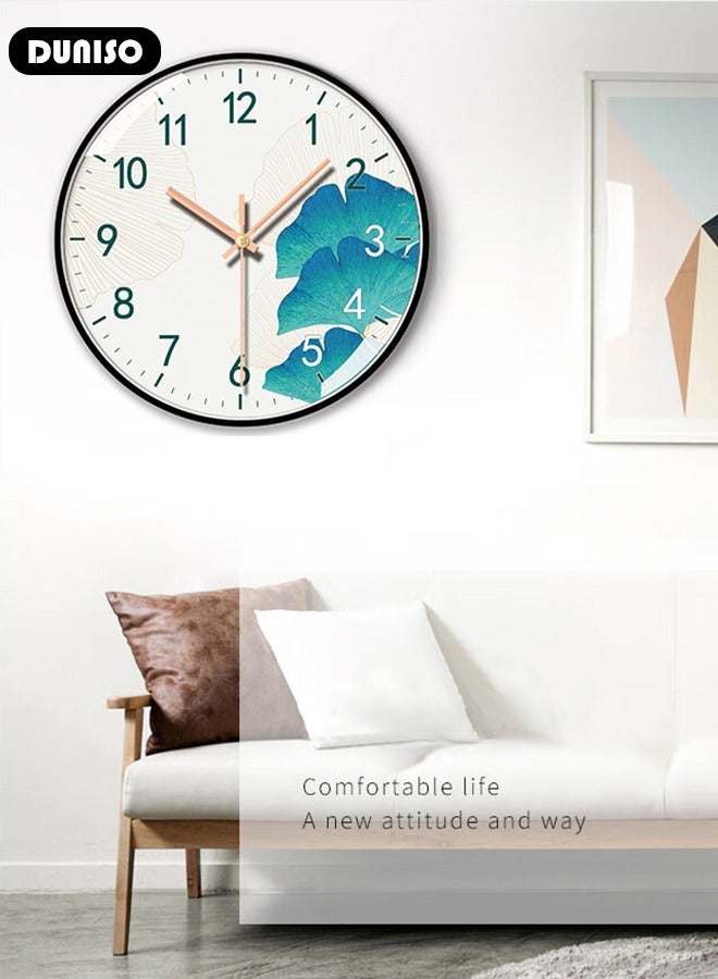 DUNISO ساعة حائط إبداعية، 10 بوصة ساعات حائط حديثة تعمل بالبطارية، ساعات دائرية سهلة مع نمط للغرفة، المطبخ، المكتب، المدرسة، ديكور المنزل - Image 3