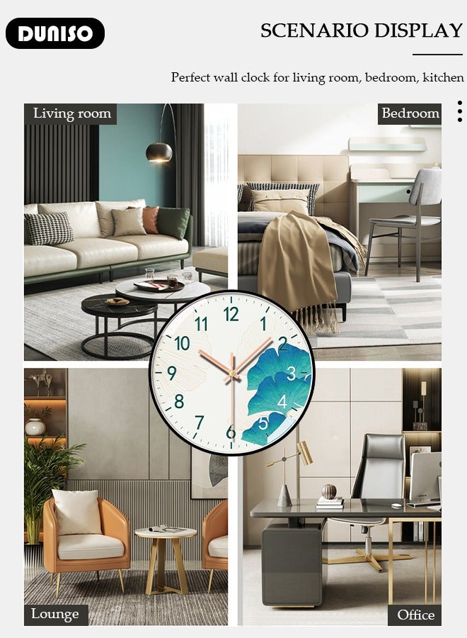 DUNISO ساعة حائط إبداعية، 10 بوصة ساعات حائط حديثة تعمل بالبطارية، ساعات دائرية سهلة مع نمط للغرفة، المطبخ، المكتب، المدرسة، ديكور المنزل - Image 2
