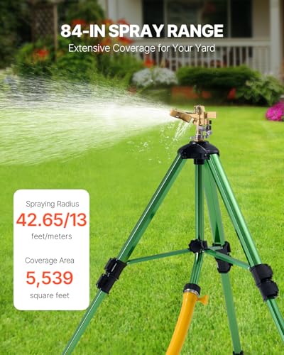 VEVOR Impact Sprinkler on Tripod Base 2 Packs Heavy Duty Tripod Sprinklers with Brass Head 34 NH Connector 360 Degree Large Area Irrigation Sprinkler Adjustable Heights Sprinkler for Yard - Image 3