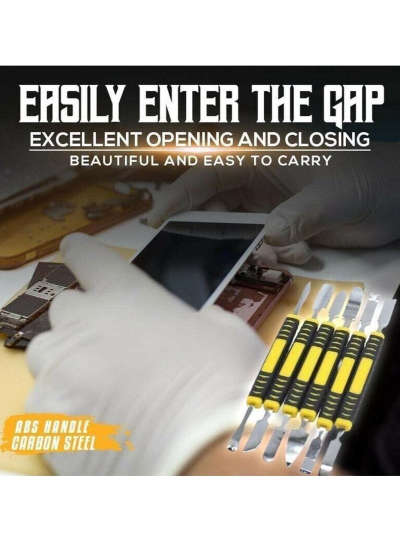 Excefore Metal Crowbar Utility Pry Bar Set 6 Piece Small Metal Spudger Pry Opening Repair Tools Kit Professional Opening Pry Tool for Mobile Phone Metal Crowbar Pry - Image 3