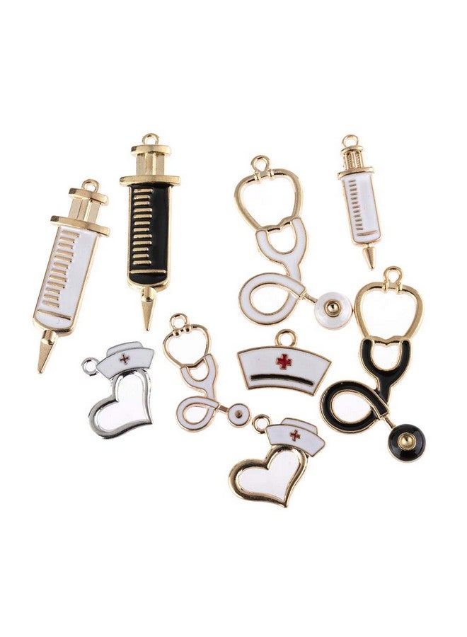 YEYULIN 36Pcs Craft Supplies Enamel Alloy Medical Nurse Charms Pendant Set Dna Stethoscope Syringe Nurse Cap Hat Charms For Jewelry Making Crafting Findings Accessory For Diy Necklace Bracelet  - Image 1