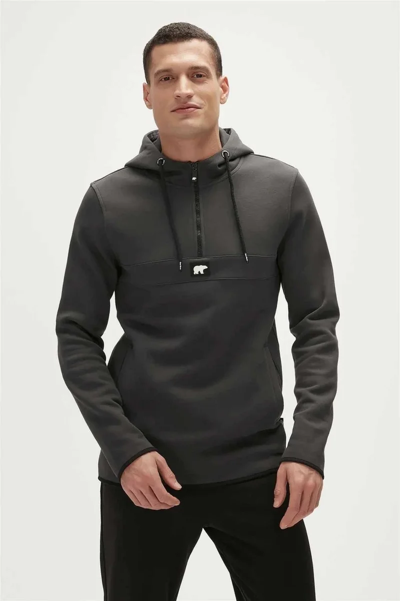 باد بير Defense Half-Zip Hoodie Men's Sweatshirt 19.02.27.027RAVEN