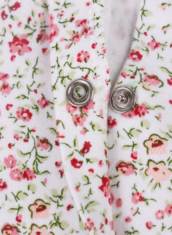 Mothers Choice Baby Pink Floral Striped Long Sleeve Sleepsuit