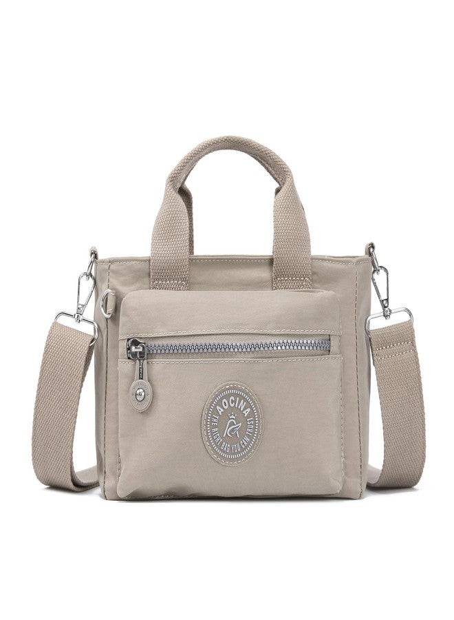 AOCINA Mini Tote Bag with Multi Pockets Small Crossbody Bags for Women Nylon Printed Shoulder Bag(True Khaki) - Image 1