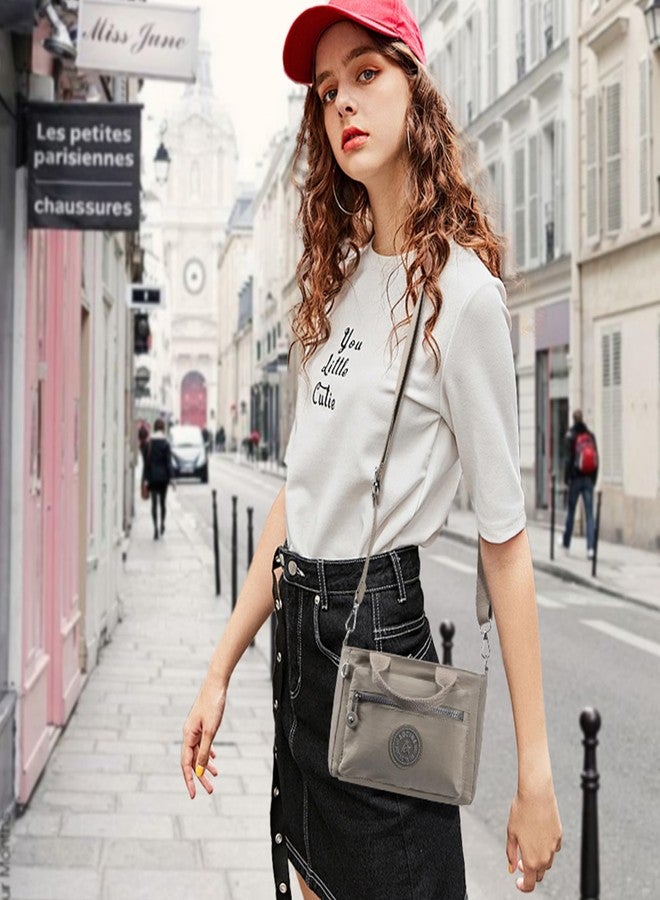 AOCINA Mini Tote Bag with Multi Pockets Small Crossbody Bags for Women Nylon Printed Shoulder Bag(True Khaki) - Image 2