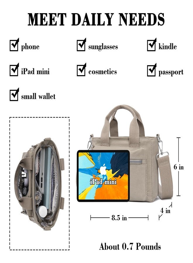 AOCINA Mini Tote Bag with Multi Pockets Small Crossbody Bags for Women Nylon Printed Shoulder Bag(True Khaki) - Image 5