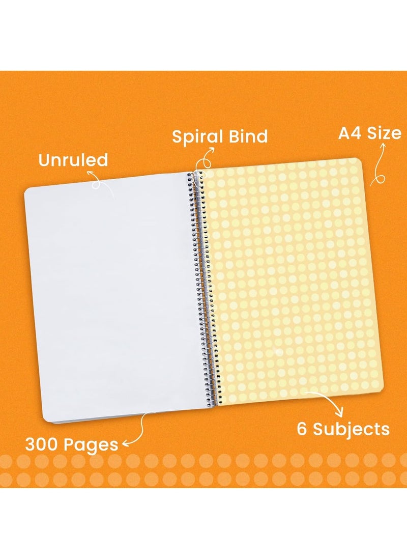 classmate Classmate pulse 6 Subject Spiral Notebook - Pack of 1 | Unruled | 300 Pages | 24.0cm x 18.0cm | Attractive Cover Designs | Soft Cover | Notebooks for College Students  - Image 2