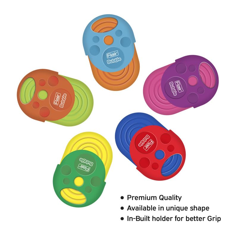 Flair Creative Series Non Toxic Bubble Eraser Blister Set | Neat & Dust Free Erasing | in Built Holder, Easy to Use | Playful Body Colors | Pack of 6 Erasers - Image 4
