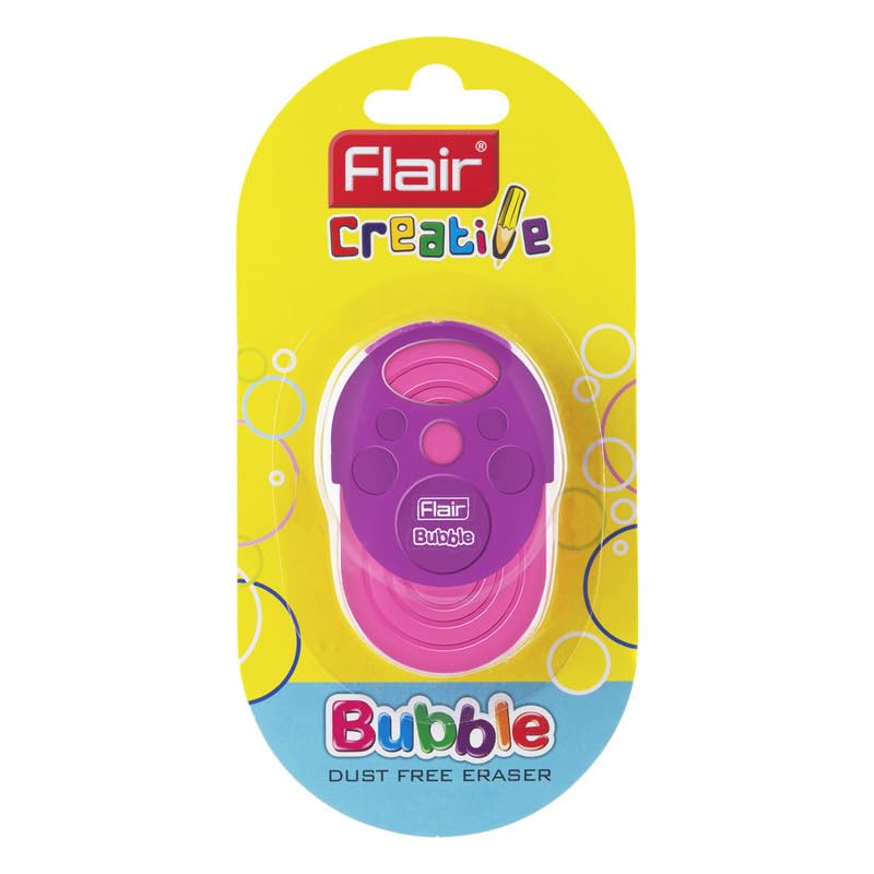 Flair Creative Series Non Toxic Bubble Eraser Blister Set | Neat & Dust Free Erasing | in Built Holder, Easy to Use | Playful Body Colors | Pack of 6 Erasers - Image 1