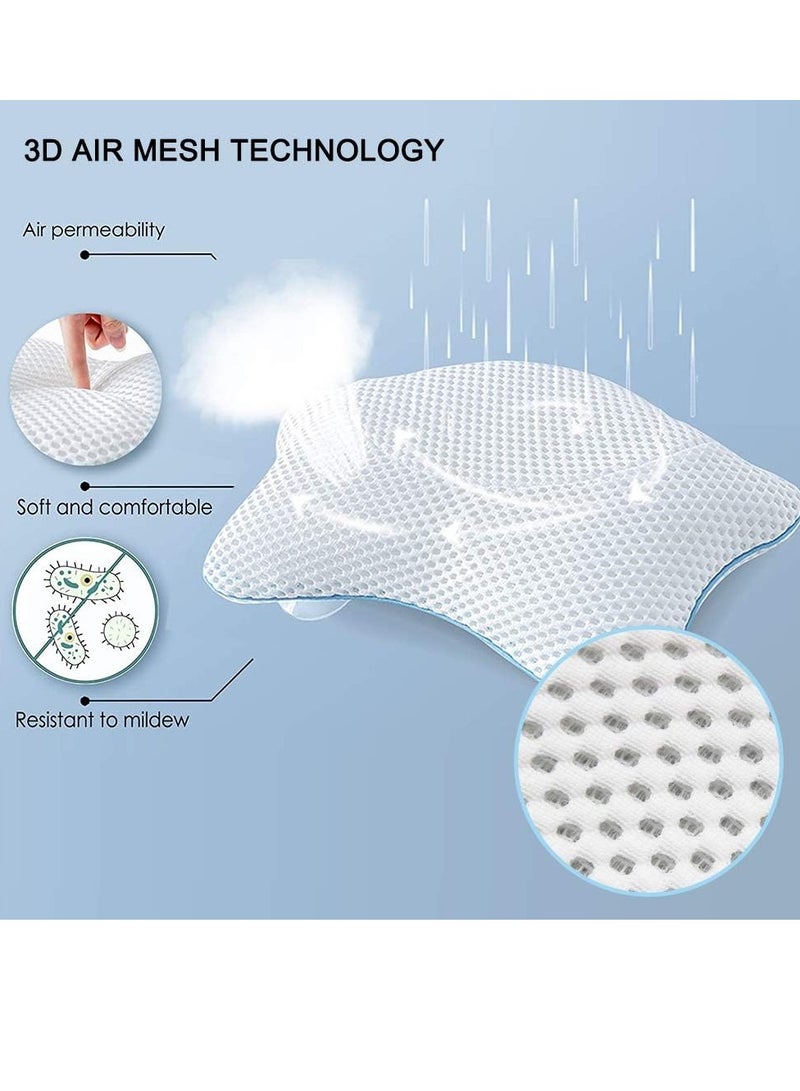 Idle Hippo Non Slip Bath Pillow, Luxury Spa Bathtub Head & Neck Rest Support, Permeable Quick Drying Air Mesh Tub Pillow with 4 Large Suction Cups, Fits Any Tubs, Soft and Relaxing  - Image 3