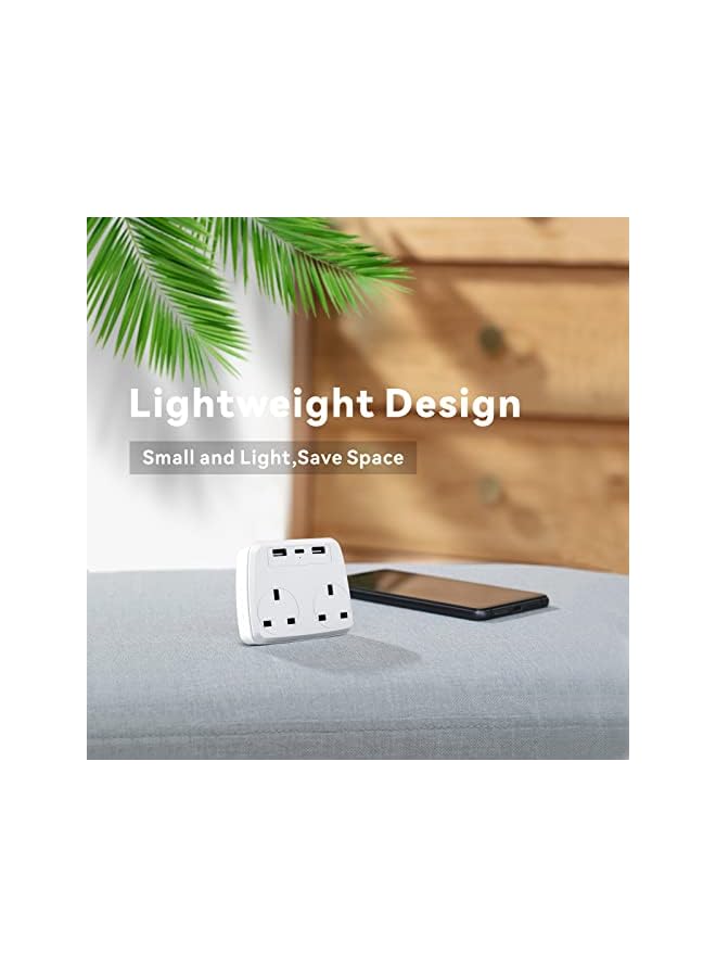 promass Multi Plug Extension Power Adapter with 2 USB,Double Extender Wall Charger Socket 2 Way Dual Multiple Electrical Outlet Adaptor, Charging Station for Home, Office - Image 2