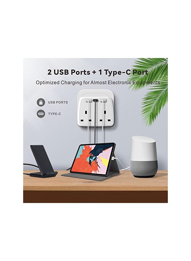 promass Multi Plug Extension Power Adapter with 2 USB,Double Extender Wall Charger Socket 2 Way Dual Multiple Electrical Outlet Adaptor, Charging Station for Home, Office - Image 5