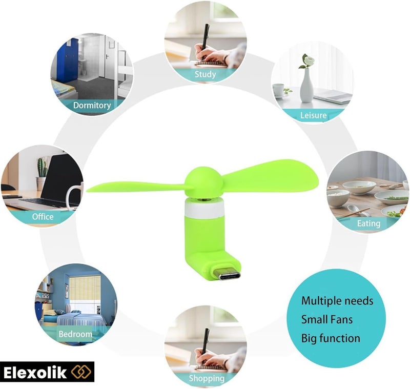 Elexolik Mini Portable Type-C USB fan Plug-in with Mobile Any Android Smartphone and Typ-C Output Port for Kids, Adults, Indoor & Outdoor Use (1Pc, Color May Vary) - Image 5