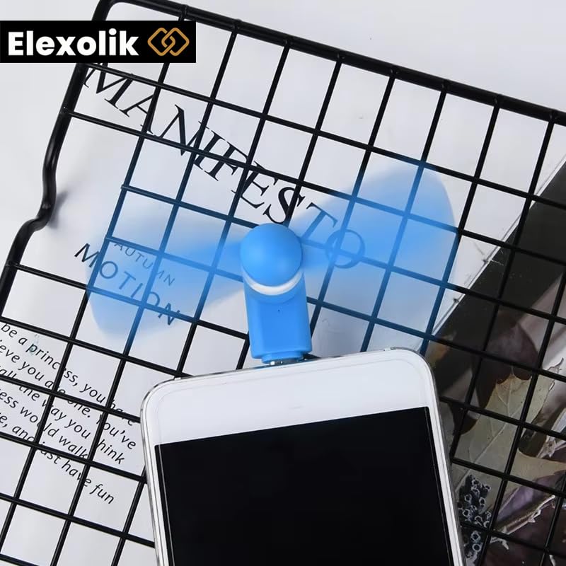 Elexolik Mini Portable Type-C USB fan Plug-in with Mobile Any Android Smartphone and Typ-C Output Port for Kids, Adults, Indoor & Outdoor Use (1Pc, Color May Vary) - Image 4