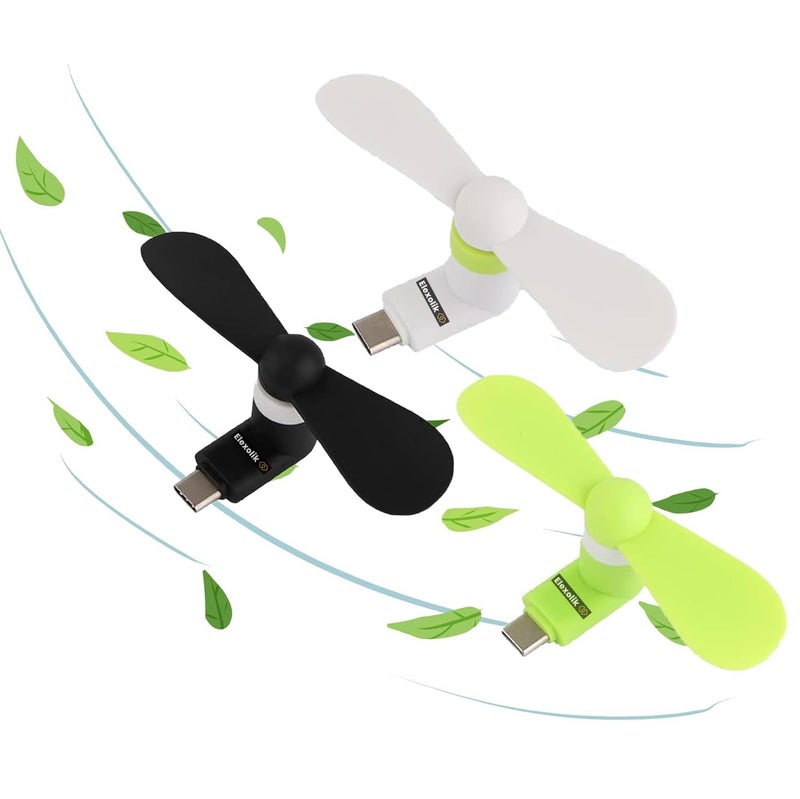Elexolik Mini Portable Type-C USB fan Plug-in with Mobile Any Android Smartphone and Typ-C Output Port for Kids, Adults, Indoor & Outdoor Use (1Pc, Color May Vary) - Image 1