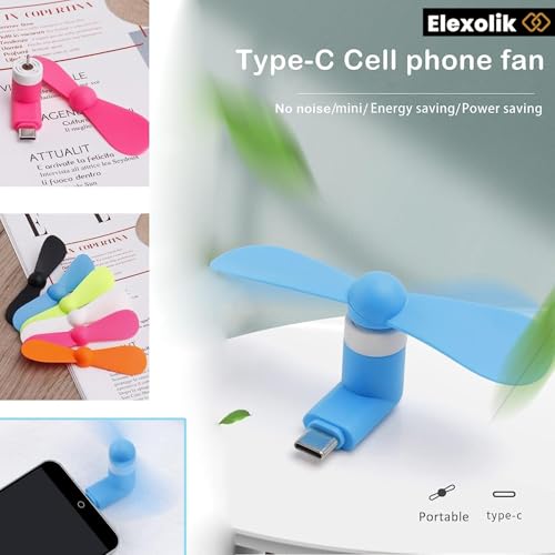 Elexolik Mini Portable Type-C USB fan Plug-in with Mobile Any Android Smartphone and Typ-C Output Port for Kids, Adults, Indoor & Outdoor Use (1Pc, Color May Vary) - Image 2
