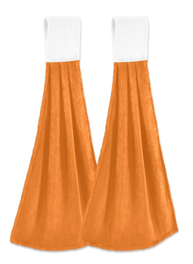 Dussdil Halloween Orange Kitchen Hand Towel Set - 2 Pcs, 12 x 18 in Fingertip Towels With Tie - Soft Absorbent Tea Bar Dish Cloths for Laundry Room, Bath, Bathroom - Image 1