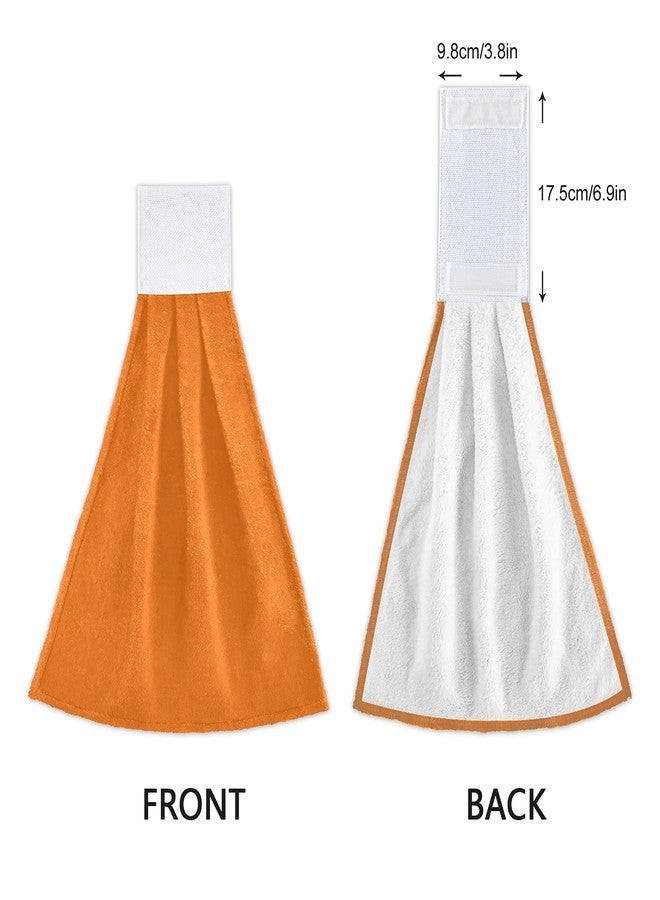 Dussdil Halloween Orange Kitchen Hand Towel Set - 2 Pcs, 12 x 18 in Fingertip Towels With Tie - Soft Absorbent Tea Bar Dish Cloths for Laundry Room, Bath, Bathroom - Image 4