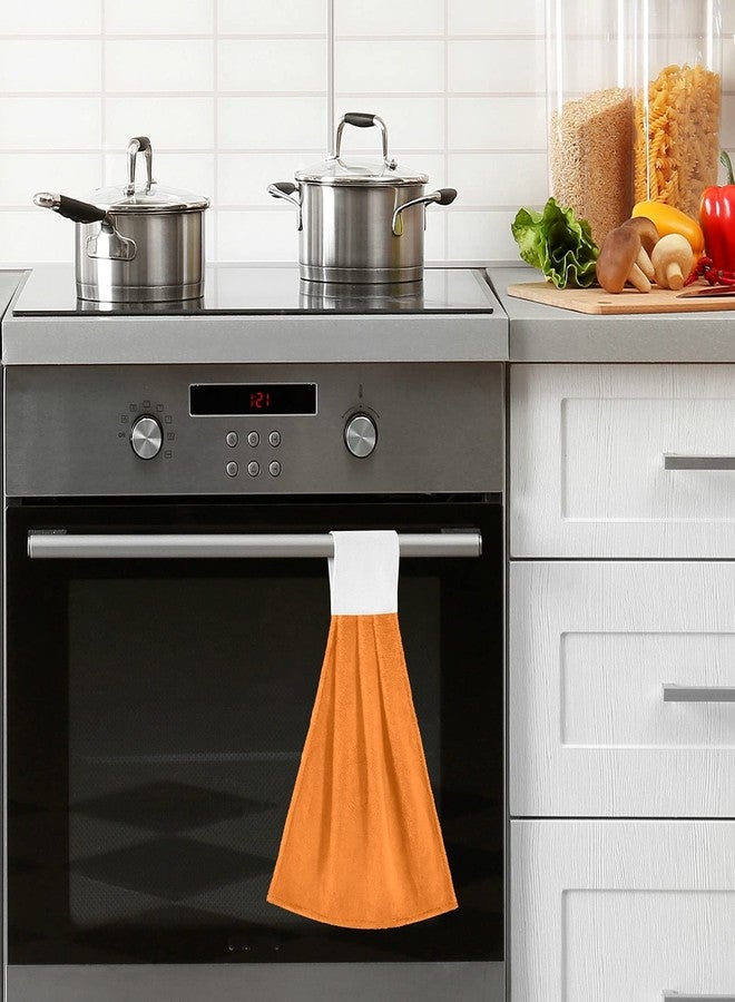 Dussdil Halloween Orange Kitchen Hand Towel Set - 2 Pcs, 12 x 18 in Fingertip Towels With Tie - Soft Absorbent Tea Bar Dish Cloths for Laundry Room, Bath, Bathroom - Image 2