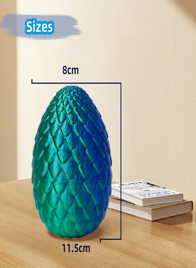 Flavery 3D Printed Flying Dragon in Egg - Dino Easter Egg with 9" Winged Dragon Inside, Colorful Fidget Toy, Birthday Gift, Flexible Desk Pet Figure (Green Blue) - Image 5