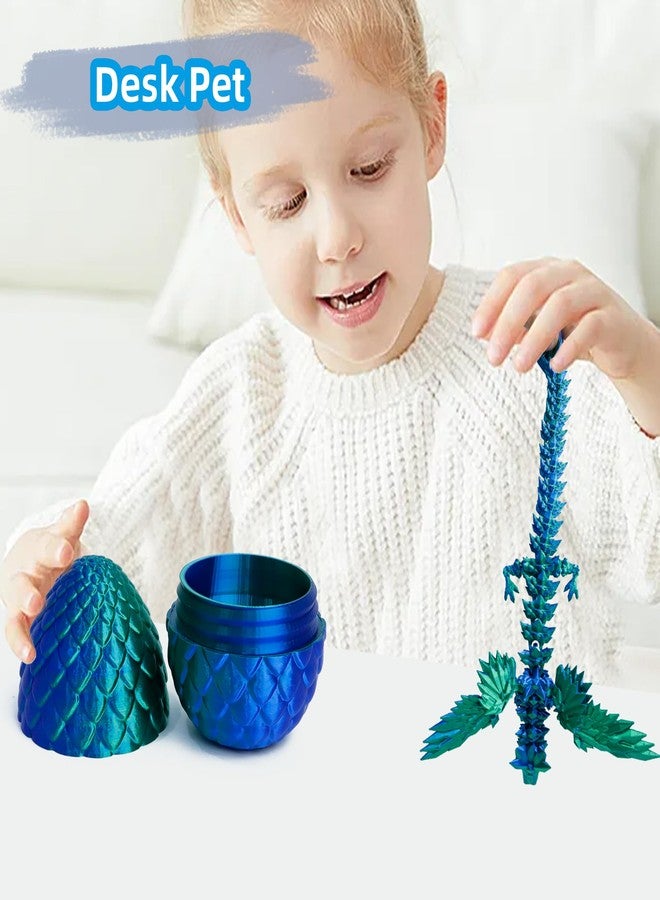 Flavery 3D Printed Flying Dragon in Egg - Dino Easter Egg with 9" Winged Dragon Inside, Colorful Fidget Toy, Birthday Gift, Flexible Desk Pet Figure (Green Blue) - Image 4