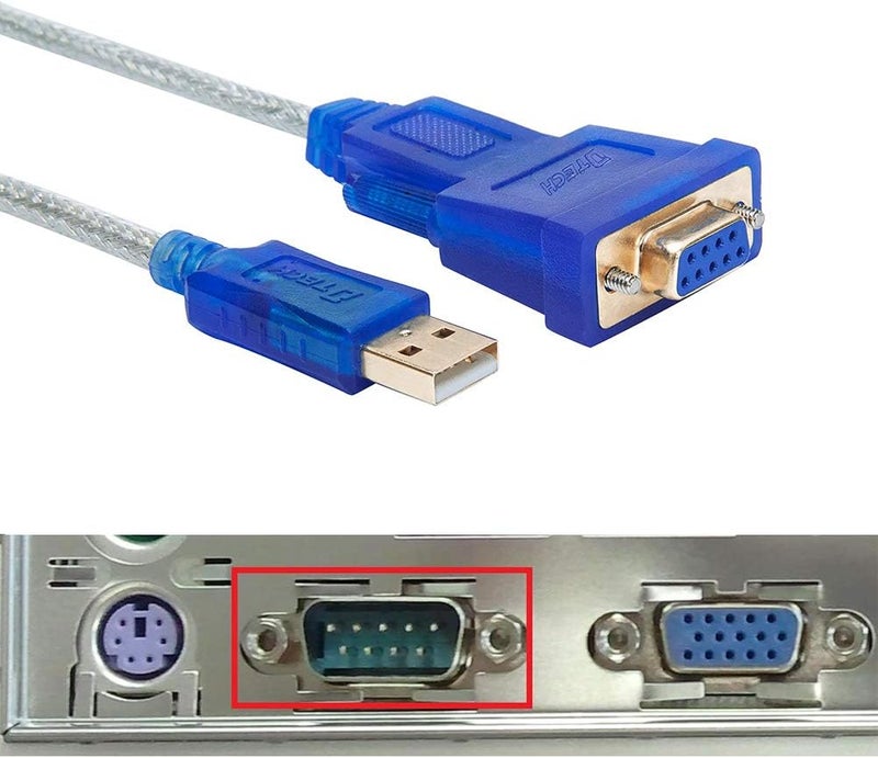 دي تك محول من USB إلى تسلسلي بطول 10 أقدام، كابل USB إلى RS232 DB9 أنثى منفذ COM مع شريحة FTDI يدعم Windows 11 و10 و8 و7 وMac وLinux - Image 2