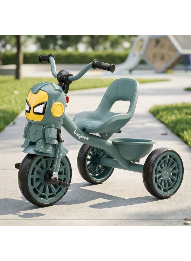 BAYBEE Blaze Baby Tricycle for Kids, Smart Plug n Play Kids Cycle with Music, Light, High backrest & Rear Storage Baskets | Kids Tricycle | Baby Cycle for Kids 2 to 5 Years Boy Girl Green - Image 1