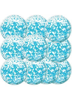 Civaner 10 Pieces Inflatable Beach Balls Glitter Christmas Swimming Pool Balls Christmas Outdoor Decor Ball Ornaments Floatable Confetti Ball For Beach Party Xmas Party Favor, 16 Inch(Teal Blue)  - Image 1