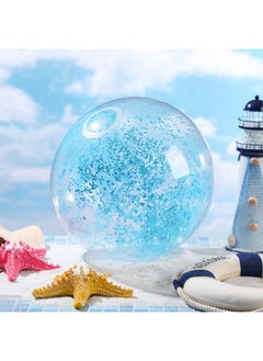 Civaner 10 Pieces Inflatable Beach Balls Glitter Christmas Swimming Pool Balls Christmas Outdoor Decor Ball Ornaments Floatable Confetti Ball For Beach Party Xmas Party Favor, 16 Inch(Teal Blue)  - Image 4