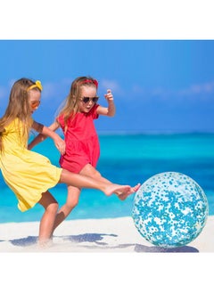 Civaner 10 Pieces Inflatable Beach Balls Glitter Christmas Swimming Pool Balls Christmas Outdoor Decor Ball Ornaments Floatable Confetti Ball For Beach Party Xmas Party Favor, 16 Inch(Teal Blue)  - Image 5