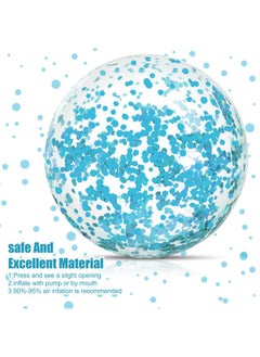 Civaner 10 Pieces Inflatable Beach Balls Glitter Christmas Swimming Pool Balls Christmas Outdoor Decor Ball Ornaments Floatable Confetti Ball For Beach Party Xmas Party Favor, 16 Inch(Teal Blue)  - Image 2
